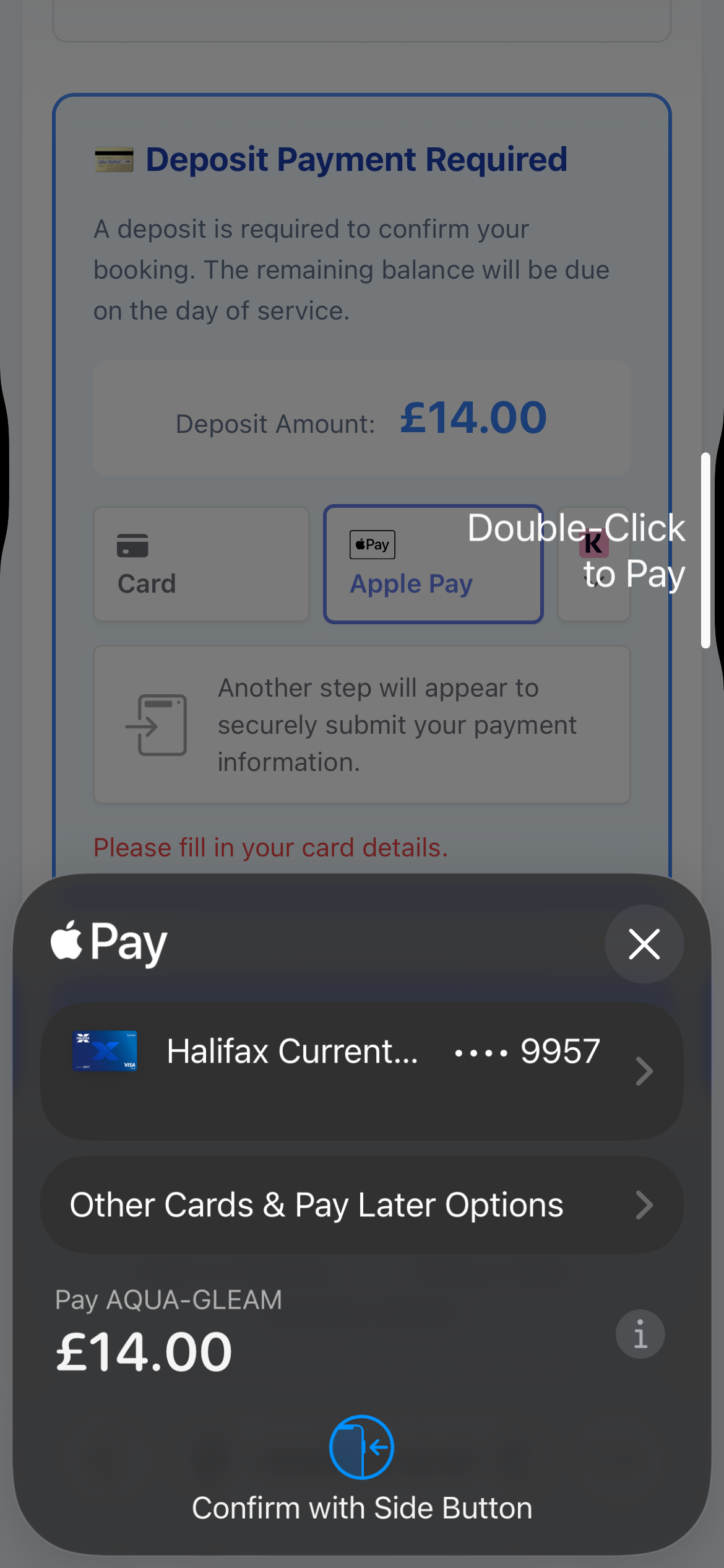 DetailBook deposit collection with Apple Pay on mobile