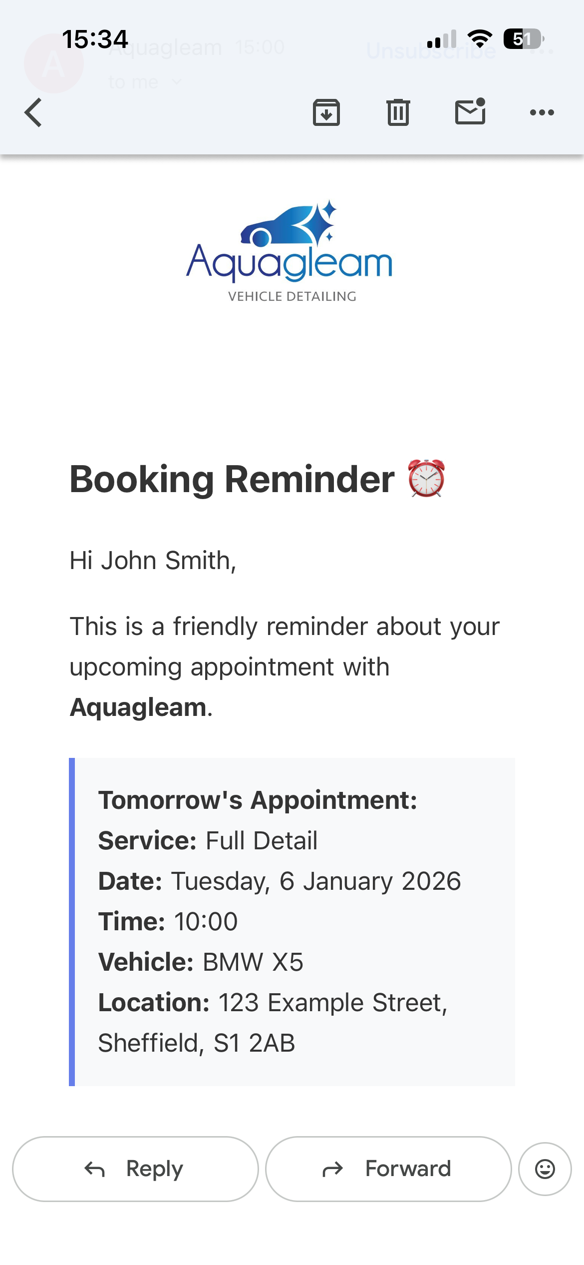 Email reminder